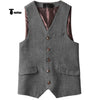 Tiavllya Tiavllya Vintage Classical Mens Regular Fit Tweed Herringbone V Neck Waistcoat