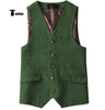 Tiavllya Tiavllya Vintage Classical Mens Regular Fit Tweed Herringbone V Neck Waistcoat