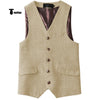 Tiavllya Tiavllya Vintage Classical Mens Regular Fit Tweed Herringbone V Neck Waistcoat