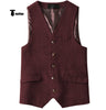 Tiavllya Tiavllya Vintage Classical Mens Regular Fit Tweed Herringbone V Neck Waistcoat