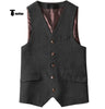Tiavllya Tiavllya Vintage Classical Mens Regular Fit Tweed Herringbone V Neck Waistcoat