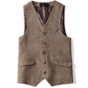 Tiavllya Tiavllya Vintage Classical Mens Regular Fit Tweed Herringbone V Neck Waistcoat