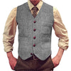 Tiavllya Tiavllya Vintage Classical Mens Regular Fit Tweed Herringbone V Neck Waistcoat