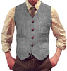 Tiavllya Tiavllya Vintage Classical Mens Regular Fit Tweed Herringbone V Neck Waistcoat