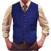Tiavllya Tiavllya Vintage Classical Mens Regular Fit Tweed Herringbone V Neck Waistcoat