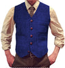 Tiavllya Tiavllya Vintage Classical Mens Regular Fit Tweed Herringbone V Neck Waistcoat