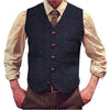 Tiavllya Tiavllya Vintage Classical Mens Regular Fit Tweed Herringbone V Neck Waistcoat