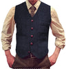 Tiavllya Tiavllya Vintage Classical Mens Regular Fit Tweed Herringbone V Neck Waistcoat