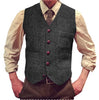 Tiavllya Tiavllya Vintage Classical Mens Regular Fit Tweed Herringbone V Neck Waistcoat
