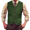 Tiavllya Tiavllya Vintage Classical Mens Regular Fit Tweed Herringbone V Neck Waistcoat