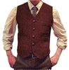 Tiavllya Tiavllya Vintage Classical Mens Regular Fit Tweed Herringbone V Neck Waistcoat