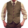 Tiavllya Tiavllya Vintage Classical Mens Regular Fit Tweed Herringbone V Neck Waistcoat