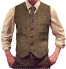 Tiavllya Tiavllya Vintage Classical Mens Regular Fit Tweed Herringbone V Neck Waistcoat