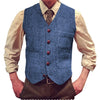 Tiavllya Tiavllya Vintage Classical Mens Regular Fit Tweed Herringbone V Neck Waistcoat