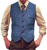 Tiavllya Tiavllya Vintage Classical Mens Regular Fit Tweed Herringbone V Neck Waistcoat
