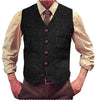 Tiavllya Tiavllya Vintage Classical Mens Regular Fit Tweed Herringbone V Neck Waistcoat