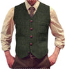 Tiavllya Tiavllya Vintage Classical Mens Regular Fit Tweed Herringbone V Neck Waistcoat