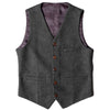 Tiavllya Tiavllya Vintage Classical Mens Regular Fit Tweed Herringbone V Neck Waistcoat
