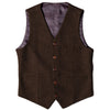 Tiavllya Tiavllya Vintage Classical Mens Regular Fit Tweed Herringbone V Neck Waistcoat