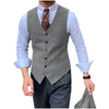 Tiavllya Tiavllya Vintage Classical Mens Regular Fit Tweed Herringbone V Neck Waistcoat