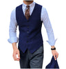 Tiavllya Tiavllya Vintage Classical Mens Regular Fit Tweed Herringbone V Neck Waistcoat
