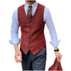 Tiavllya Tiavllya Vintage Classical Mens Regular Fit Tweed Herringbone V Neck Waistcoat