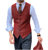 Tiavllya Tiavllya Vintage Classical Mens Regular Fit Tweed Herringbone V Neck Waistcoat