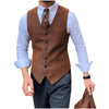 Tiavllya Tiavllya Vintage Classical Mens Regular Fit Tweed Herringbone V Neck Waistcoat