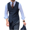 Tiavllya Tiavllya Vintage Classical Mens Regular Fit Tweed Herringbone V Neck Waistcoat