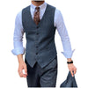 Tiavllya Tiavllya Vintage Classical Mens Regular Fit Tweed Herringbone V Neck Waistcoat