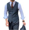 Tiavllya Tiavllya Vintage Classical Mens Regular Fit Tweed Herringbone V Neck Waistcoat
