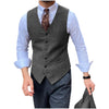 Tiavllya Tiavllya Vintage Classical Mens Regular Fit Tweed Herringbone V Neck Waistcoat
