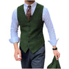 Tiavllya Tiavllya Vintage Classical Mens Regular Fit Tweed Herringbone V Neck Waistcoat