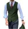 Tiavllya Tiavllya Vintage Classical Mens Regular Fit Tweed Herringbone V Neck Waistcoat