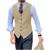 Tiavllya Tiavllya Vintage Classical Mens Regular Fit Tweed Herringbone V Neck Waistcoat