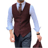 Tiavllya Tiavllya Vintage Classical Mens Regular Fit Tweed Herringbone V Neck Waistcoat