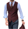 Tiavllya Tiavllya Vintage Classical Mens Regular Fit Tweed Herringbone V Neck Waistcoat