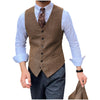 Tiavllya Tiavllya Vintage Classical Mens Regular Fit Tweed Herringbone V Neck Waistcoat