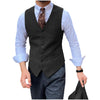 Tiavllya Tiavllya Vintage Classical Mens Regular Fit Tweed Herringbone V Neck Waistcoat