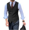 Tiavllya Tiavllya Vintage Classical Mens Regular Fit Tweed Herringbone V Neck Waistcoat