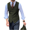 Tiavllya Tiavllya Vintage Classical Mens Regular Fit Tweed Herringbone V Neck Waistcoat