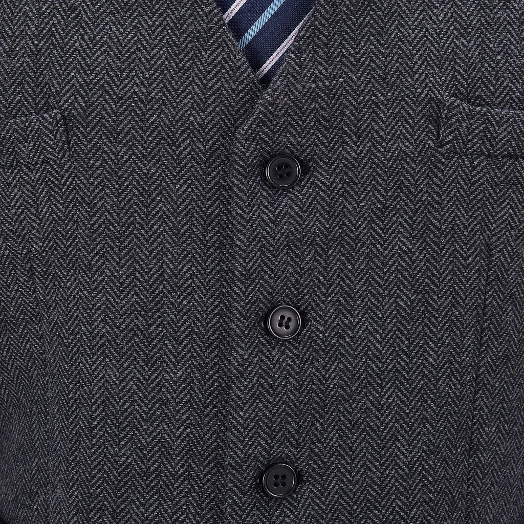 Tiavllya Tiavllya Vintage Classical Mens Regular Fit Tweed Herringbone V Neck Waistcoat