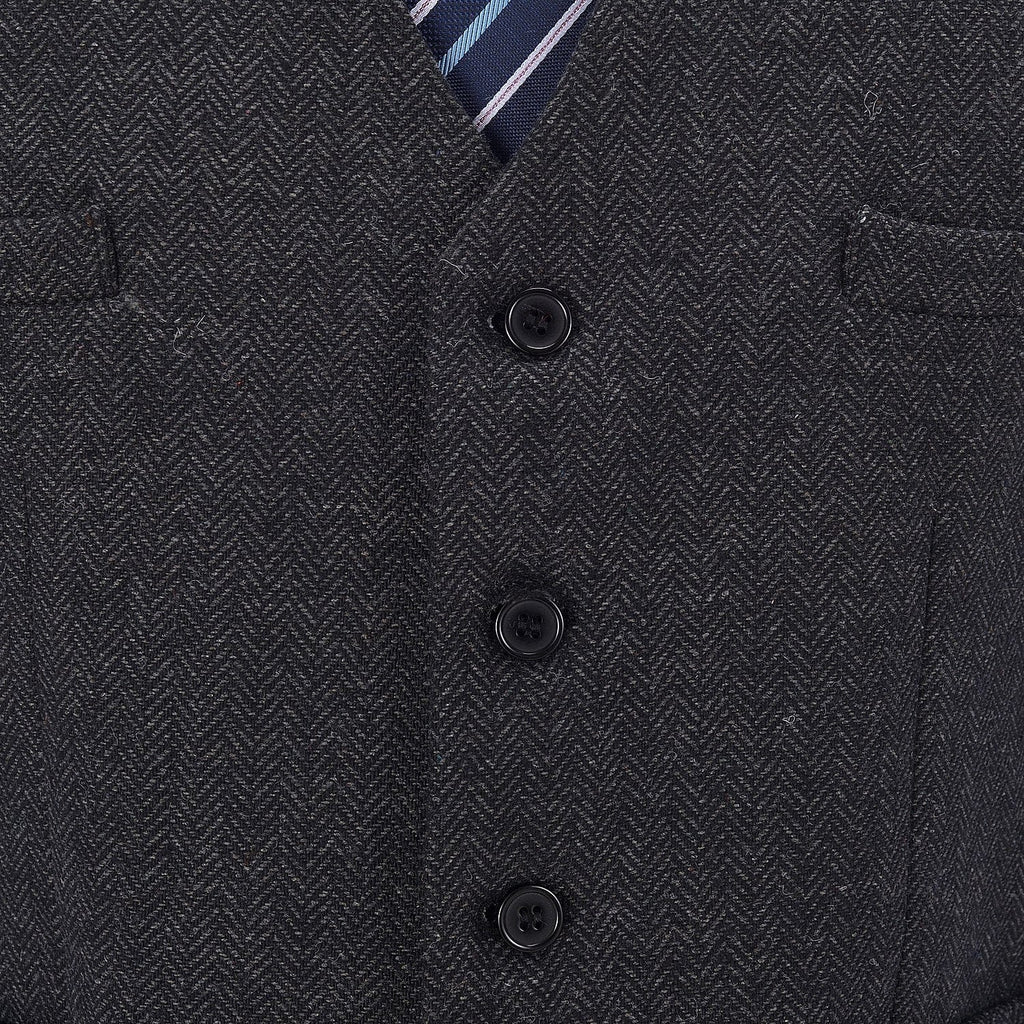 Tiavllya Tiavllya Vintage Classical Mens Regular Fit Tweed Herringbone V Neck Waistcoat