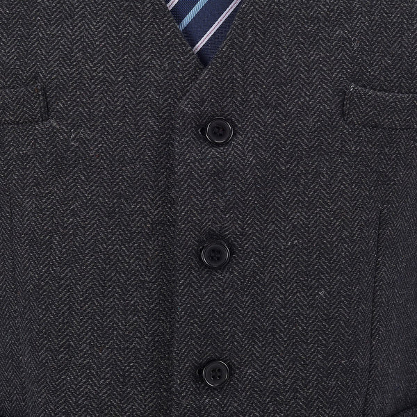 Tiavllya Tiavllya Vintage Classical Mens Regular Fit Tweed Herringbone V Neck Waistcoat