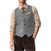 Tiavllya Tiavllya Vintage Classical Mens Regular Fit Tweed Herringbone V Neck Waistcoat