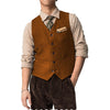 Tiavllya Tiavllya Vintage Classical Mens Regular Fit Tweed Herringbone V Neck Waistcoat