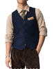 Tiavllya Tiavllya Vintage Classical Mens Regular Fit Tweed Herringbone V Neck Waistcoat