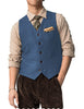 Tiavllya Tiavllya Vintage Classical Mens Regular Fit Tweed Herringbone V Neck Waistcoat