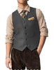 Tiavllya Tiavllya Vintage Classical Mens Regular Fit Tweed Herringbone V Neck Waistcoat