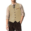 Tiavllya Tiavllya Vintage Classical Mens Regular Fit Tweed Herringbone V Neck Waistcoat